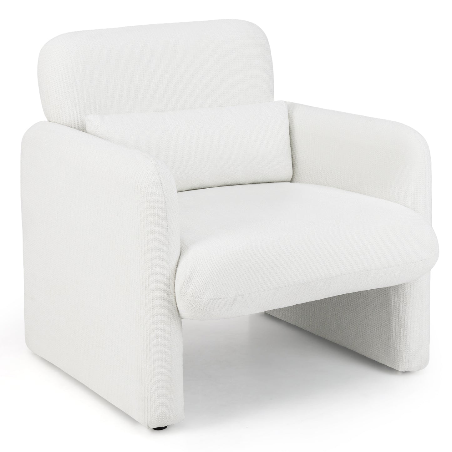 Modern Upholstered Chenille Accent Chair with Removable Lumbar Pillow, White Accent Chairs at Gallery Canada