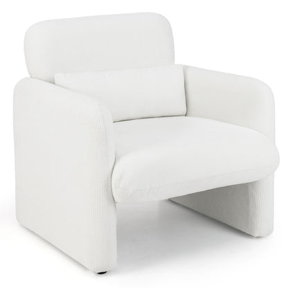 Modern Upholstered Chenille Accent Chair with Removable Lumbar Pillow, White Accent Chairs at Gallery Canada