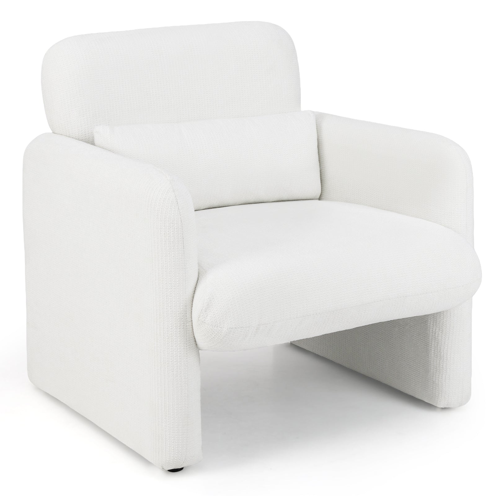 Modern Upholstered Chenille Accent Chair with Removable Lumbar Pillow, White Accent Chairs White at Gallery Canada