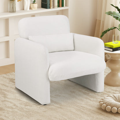 Modern Upholstered Chenille Accent Chair with Removable Lumbar Pillow, White Accent Chairs at Gallery Canada
