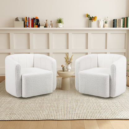 Modern Upholstered Sherpa Accent Chair, Curved Backrest, White Sofas & Loveseats at Gallery Canada