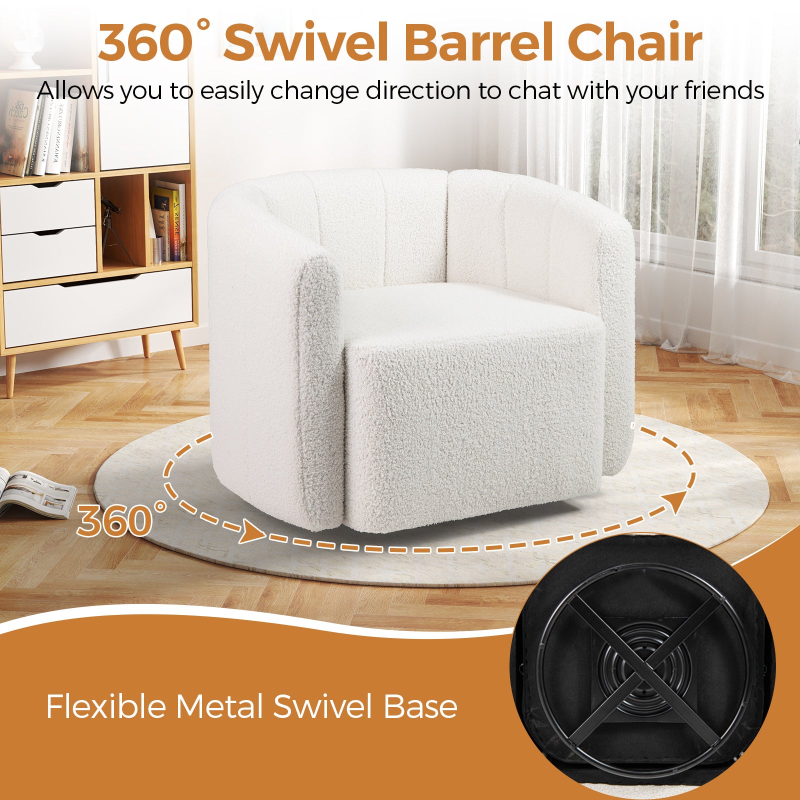 Modern Upholstered Sherpa Accent Chair, Curved Backrest, White Sofas & Loveseats at Gallery Canada