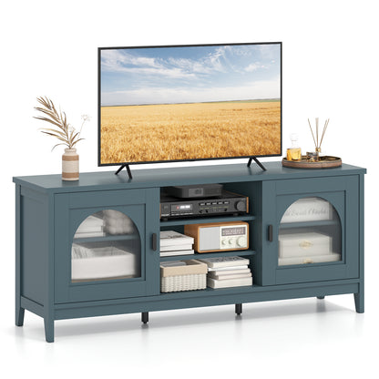 Modern Vintage TV Cabinet with Adjustable Shelves and 2 Cable Holes for TVs up to 65 Inches, Turquoise Entertainment Centers & TV Stands at Gallery Canada
