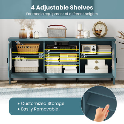 Modern Vintage TV Cabinet with Adjustable Shelves and 2 Cable Holes for TVs up to 65 Inches, Turquoise Entertainment Centers & TV Stands at Gallery Canada