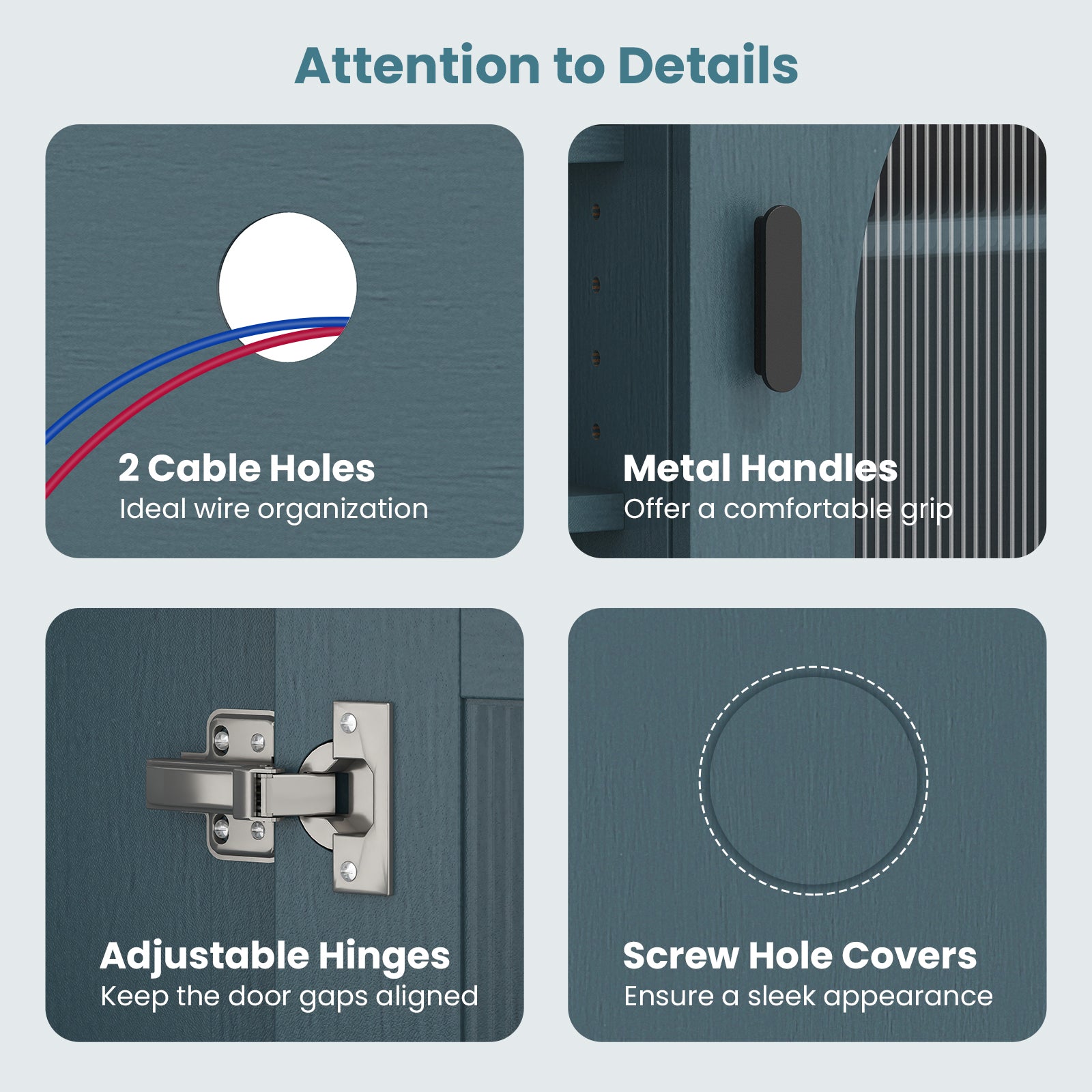 Modern Vintage TV Cabinet with Adjustable Shelves and 2 Cable Holes for TVs up to 65 Inches, Turquoise Entertainment Centers & TV Stands at Gallery Canada