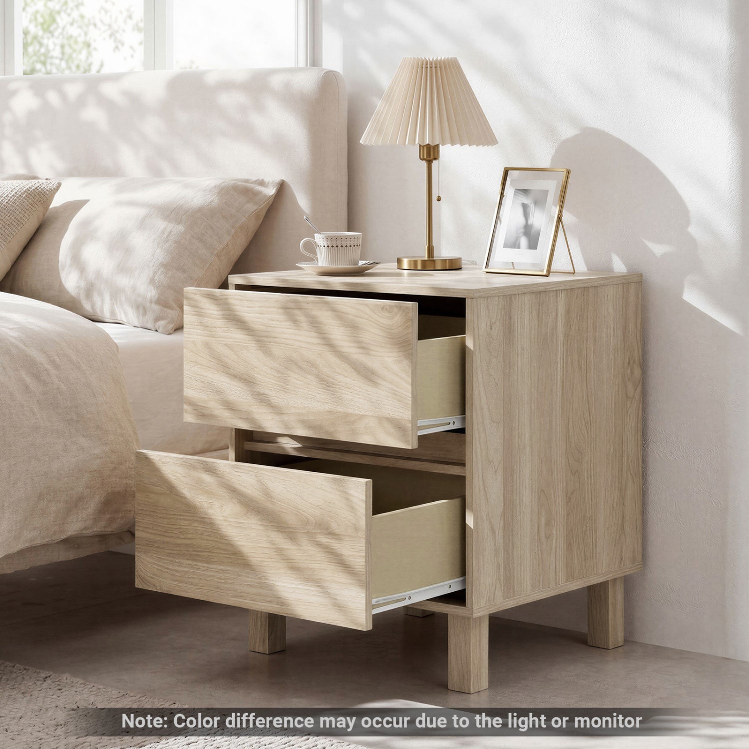 Modern Wooden End Table with 2 Storage Drawers, Natural End & Side Tables at Gallery Canada