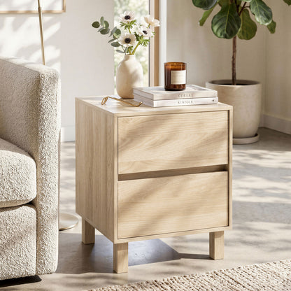 Modern Wooden End Table with 2 Storage Drawers, Natural End & Side Tables at Gallery Canada