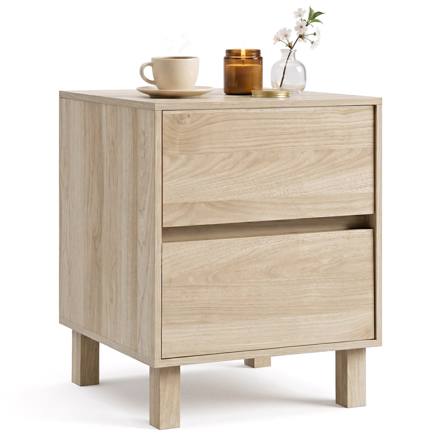 Modern Wooden End Table with 2 Storage Drawers, Natural End & Side Tables Natural at Gallery Canada