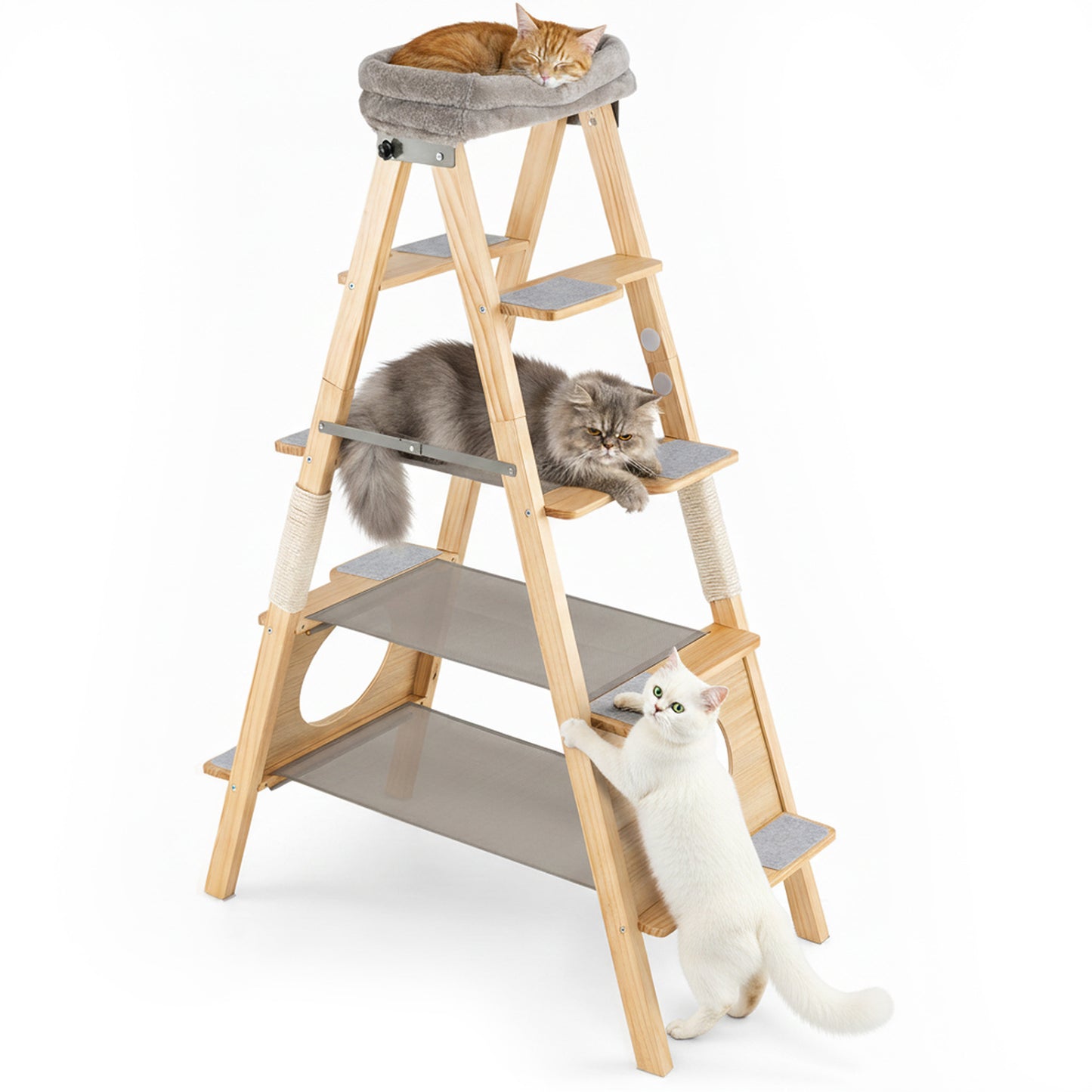 Modern Wooden Cat Tree, Foldable Cat Climbing Furniture, Gray Cat Trees Condos & Scratchers at Gallery Canada