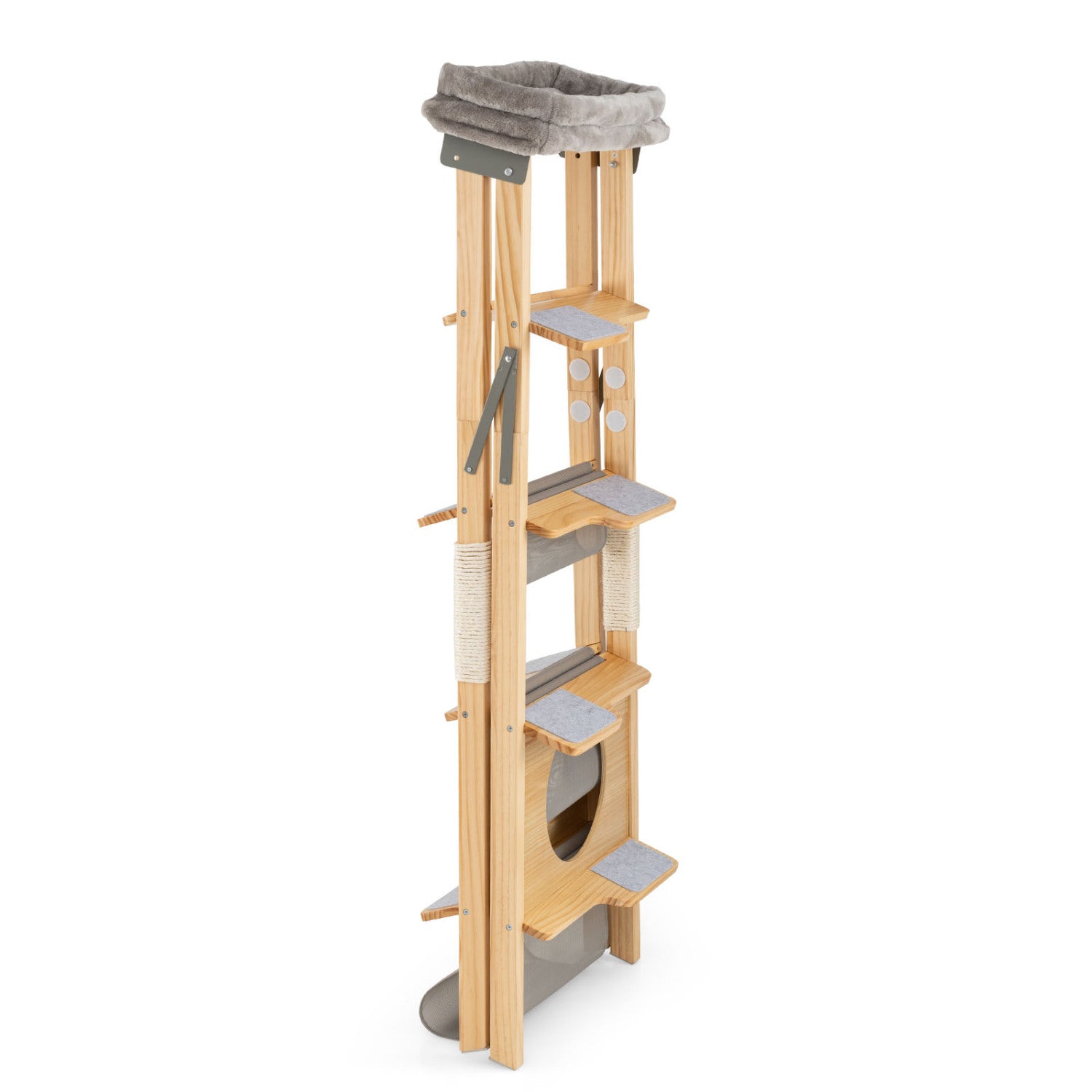 Modern Wooden Cat Tree, Foldable Cat Climbing Furniture, Gray Cat Trees Condos & Scratchers at Gallery Canada