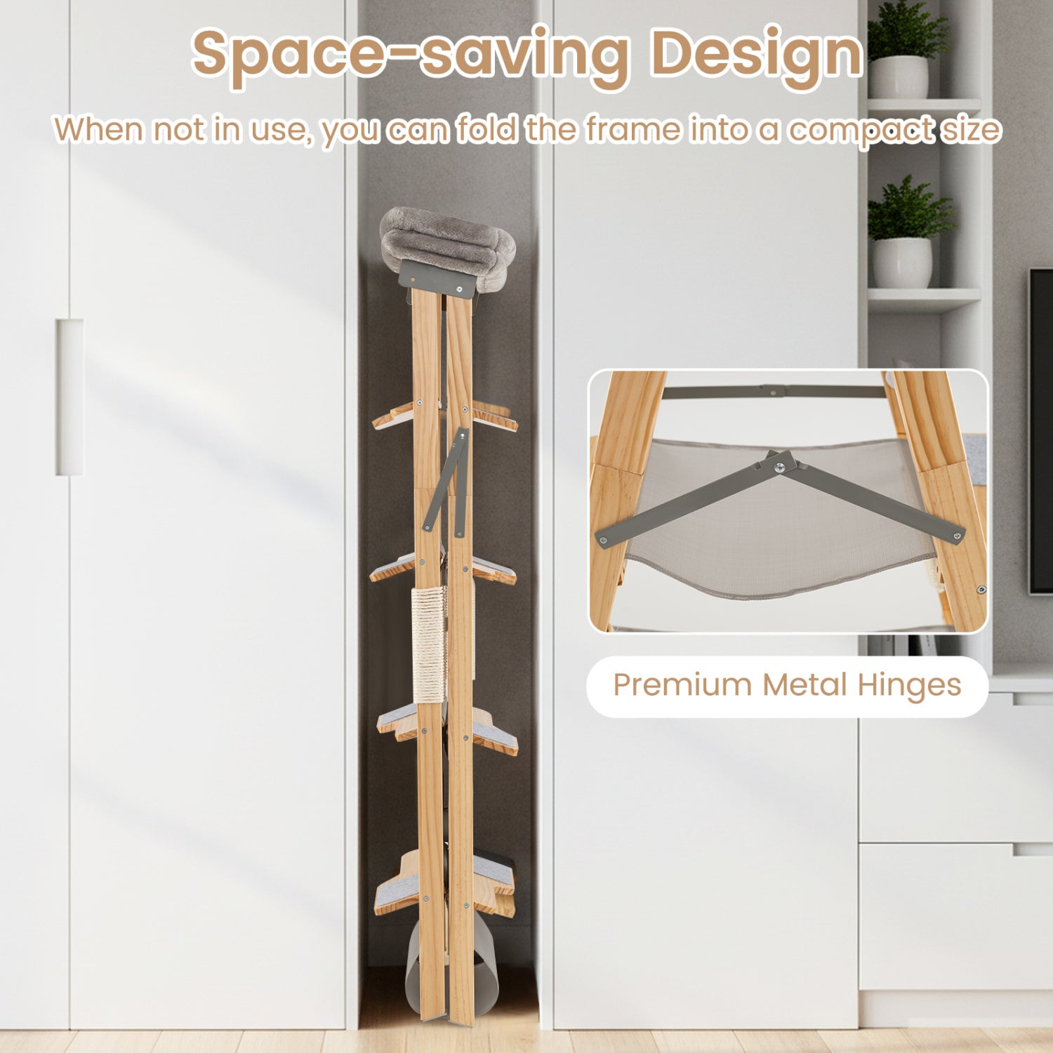 Modern Wooden Cat Tree, Foldable Cat Climbing Furniture, Gray Cat Trees Condos & Scratchers at Gallery Canada