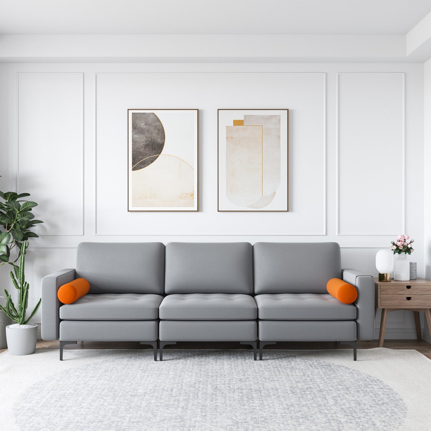 Modular 3-Seat Sofa, USB Ports, Side Storage Pocket, Gray Sofas & Loveseats at Gallery Canada