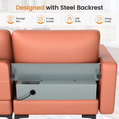 Modular 3-Seat Sofa, With USB Ports And Storage Pocket, Pink Sofas & Loveseats at Gallery Canada