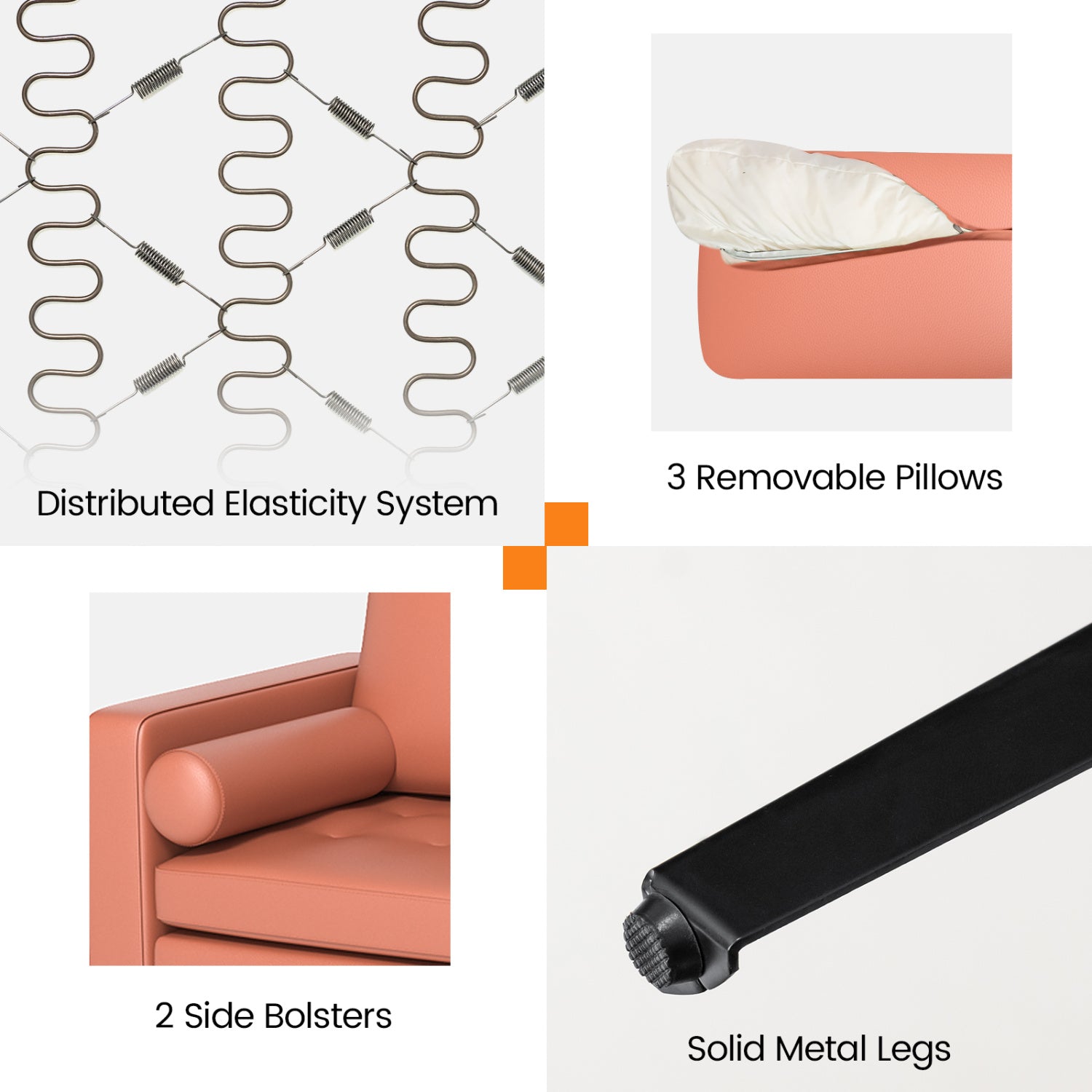 Modular 3-Seat Sofa, With USB Ports And Storage Pocket, Pink Sofas & Loveseats at Gallery Canada