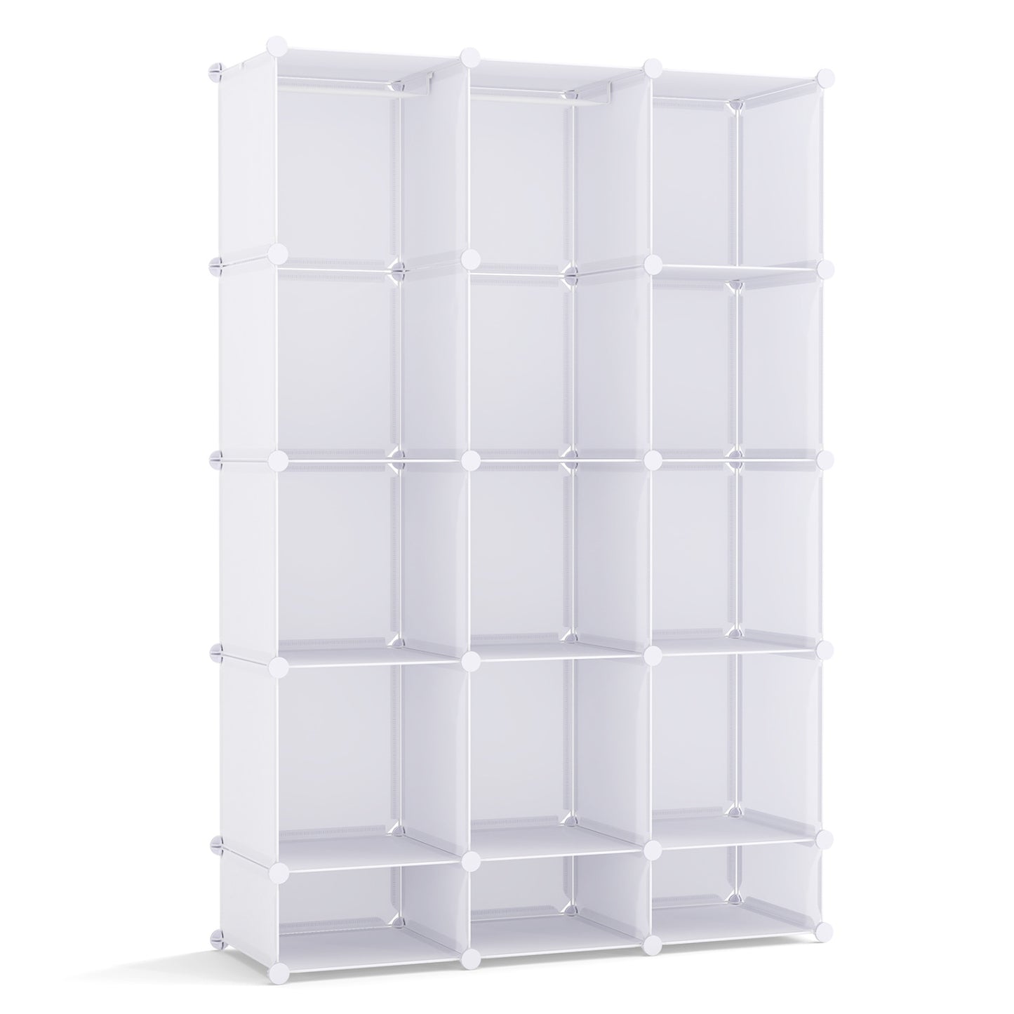 Modular Baby Wardrobe with 13 Cubes and Hanging Rod and Shelves Stackable, White