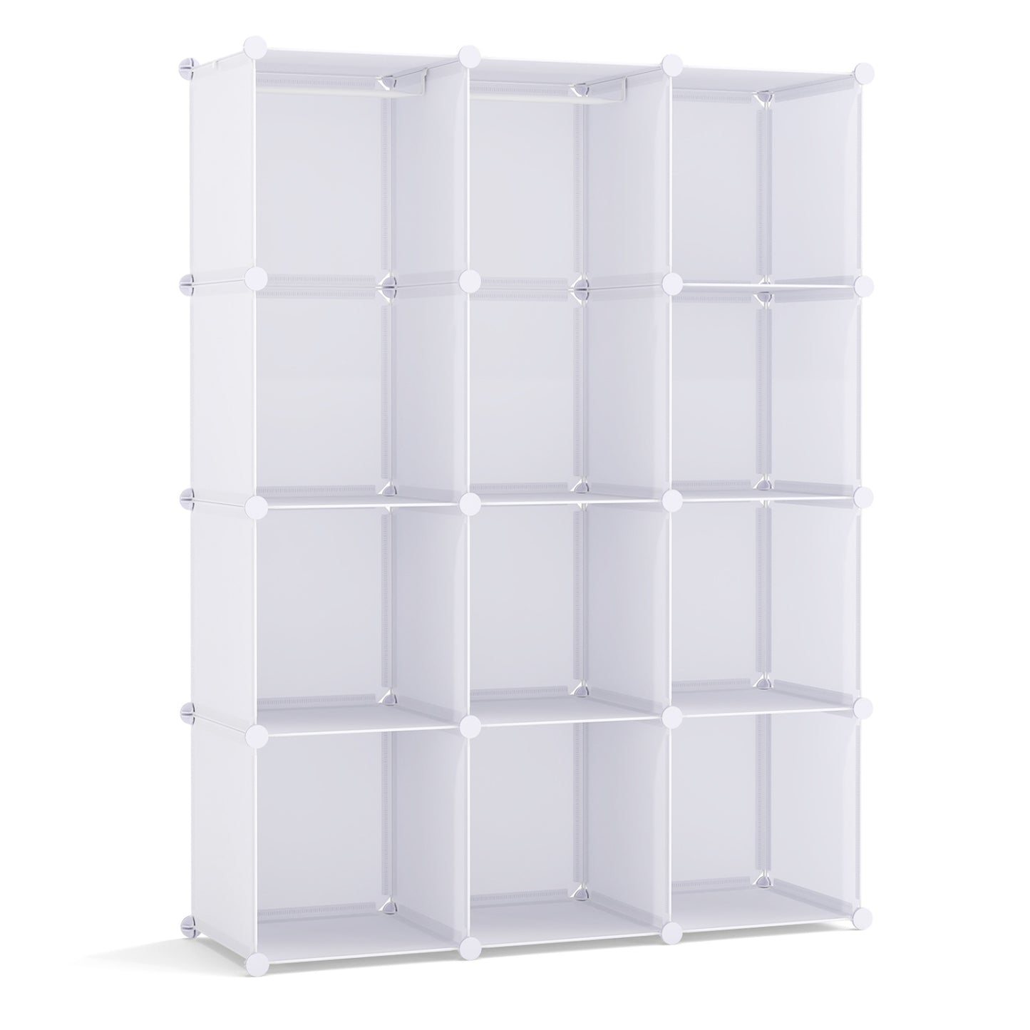 Modular Baby Wardrobe with 10 Cubes & Hanging Rod and Shelves Stackable, White