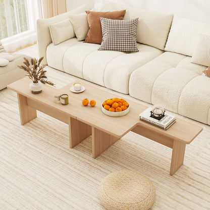 Modular Coffee Table Set of 2 L Shaped Center Tables for Small Space, Oak Coffee Tables at Gallery Canada