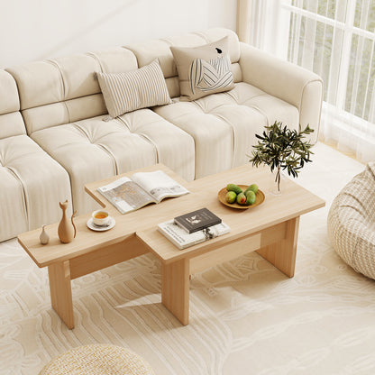 Modular Coffee Table Set of 2 L Shaped Center Tables for Small Space, Oak Coffee Tables at Gallery Canada