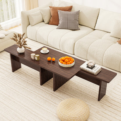 Modular Coffee Table Set of 2 L Shaped Center Tables for Small Space, Walnut Coffee Tables at Gallery Canada
