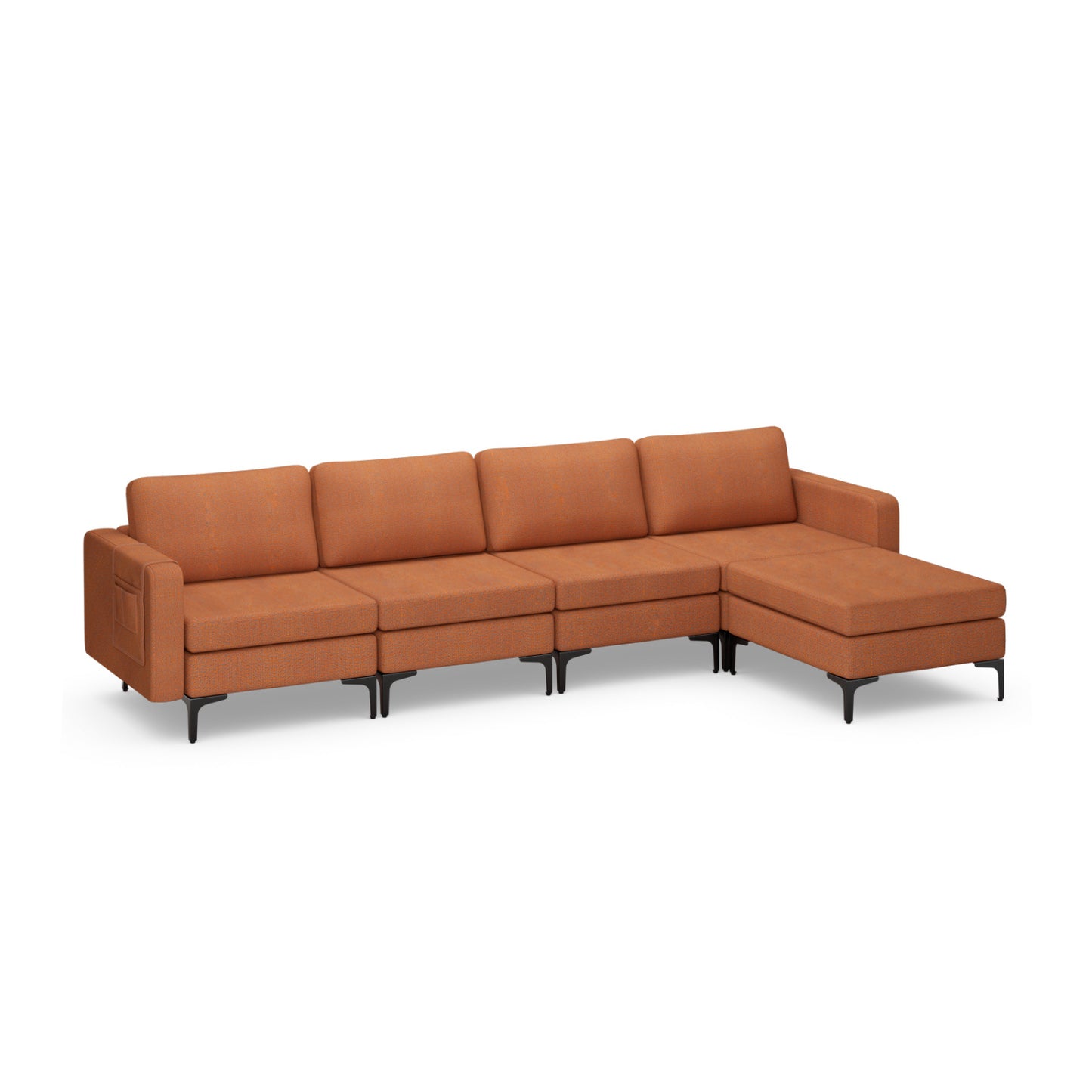 Modular L-Shaped Sectional Sofa, Reversible Ottoman, 2 USB Ports, Orange Sofas & Loveseats at Gallery Canada