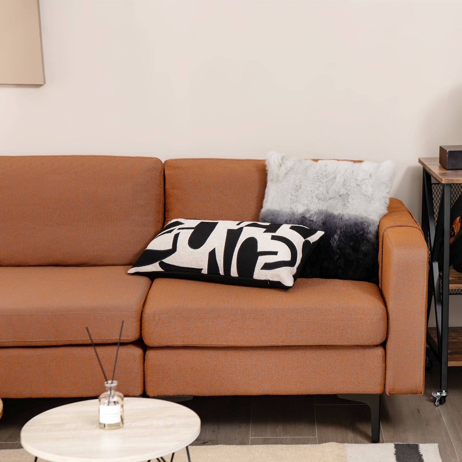 Modular L-Shaped Sectional Sofa, Reversible Ottoman, 2 USB Ports, Orange Sofas & Loveseats at Gallery Canada
