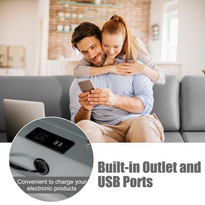 Modular L-Shaped Sectional Sofa, Reversible Ottoman, 2 USB Ports, Light Gray Sofas & Loveseats at Gallery Canada