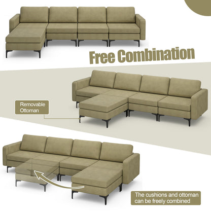 Modular L-Shaped Sectional Sofa, Reversible Ottoman, 2 USB Ports, Green Sofas & Loveseats at Gallery Canada