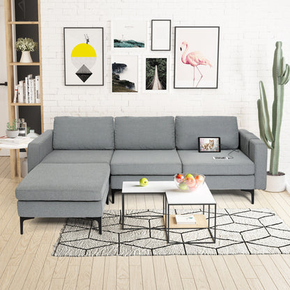 Modular L-Shaped Sectional Sofa, Reversible Chaise, 2 USB Ports, Dark Gray Sofas & Loveseats at Gallery Canada