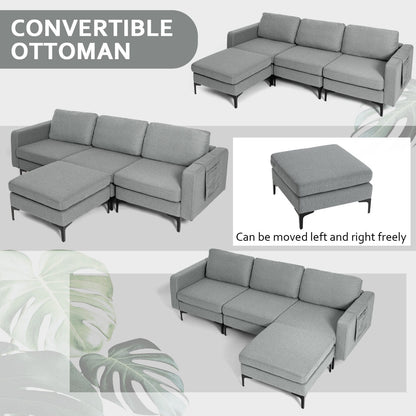 Modular L-Shaped Sectional Sofa, Reversible Chaise, 2 USB Ports, Dark Gray Sofas & Loveseats at Gallery Canada