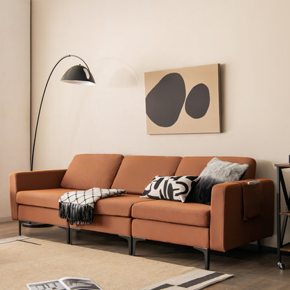 Modular L-Shaped Sectional Sofa, Reversible Chaise, 2 USB Ports, Orange Sofas & Loveseats at Gallery Canada