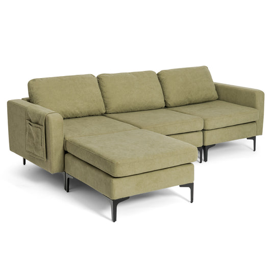 Modular L-Shaped Sectional Sofa, Reversible Chaise, 2 USB Ports, Green Sofas & Loveseats Green at Gallery Canada