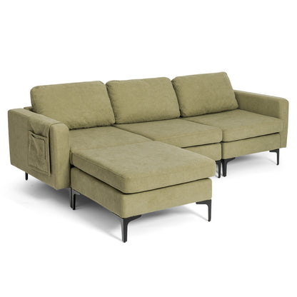 Modular L-Shaped Sectional Sofa, Reversible Chaise, 2 USB Ports, Green Sofas & Loveseats at Gallery Canada