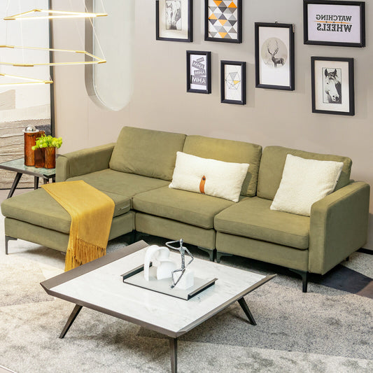 Modular L-Shaped Sectional Sofa, Reversible Chaise, 2 USB Ports, Green Sofas & Loveseats Green at Gallery Canada