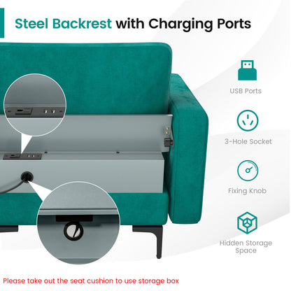 Modular L-Shaped Sectional Sofa, Reversible Chaise, 2 USB Ports, Teal Sofas & Loveseats at Gallery Canada
