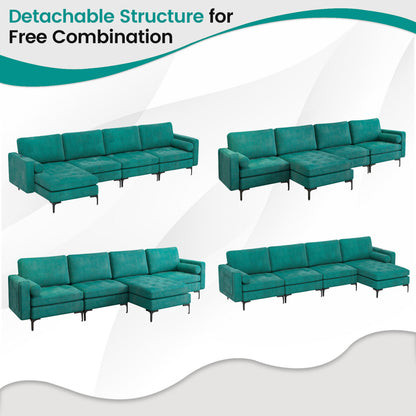 Modular L-Shaped Sectional Sofa, Reversible Chaise, 2 USB Ports, Teal Sofas & Loveseats at Gallery Canada