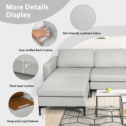 Modular Modern L-shaped Sectional Sofa with Reversible Chaise and 2 USB Ports, Light Gray Sofas & Loveseats at Gallery Canada