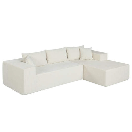Modular Sectional Sofa Corduroy Upholstered L-shaped Sofa Couch with Deep Seats, Beige Sofas & Loveseats Beige at Gallery Canada