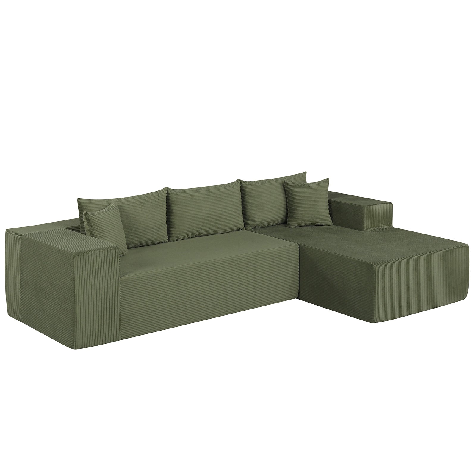 Modular Sectional Sofa Corduroy Upholstered L-shaped Sofa Couch with Deep Seats, Green Sofas & Loveseats at Gallery Canada