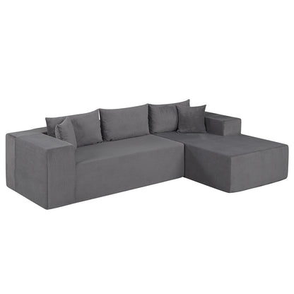Modular Sectional Sofa Corduroy Upholstered L-shaped Sofa Couch with Deep Seats, Gray Sofas & Loveseats Gray at Gallery Canada