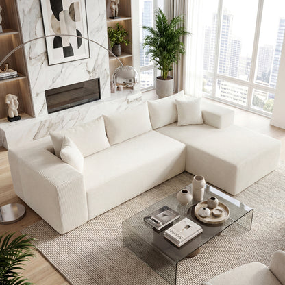 Modular Sectional Sofa Corduroy Upholstered L-shaped Sofa Couch with Deep Seats, Beige Sofas & Loveseats at Gallery Canada