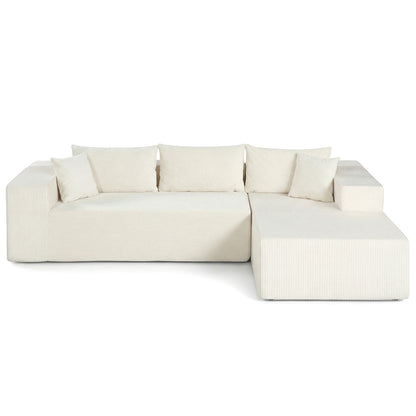 Modular Sectional Sofa Corduroy Upholstered L-shaped Sofa Couch with Deep Seats, Beige Sofas & Loveseats Beige at Gallery Canada