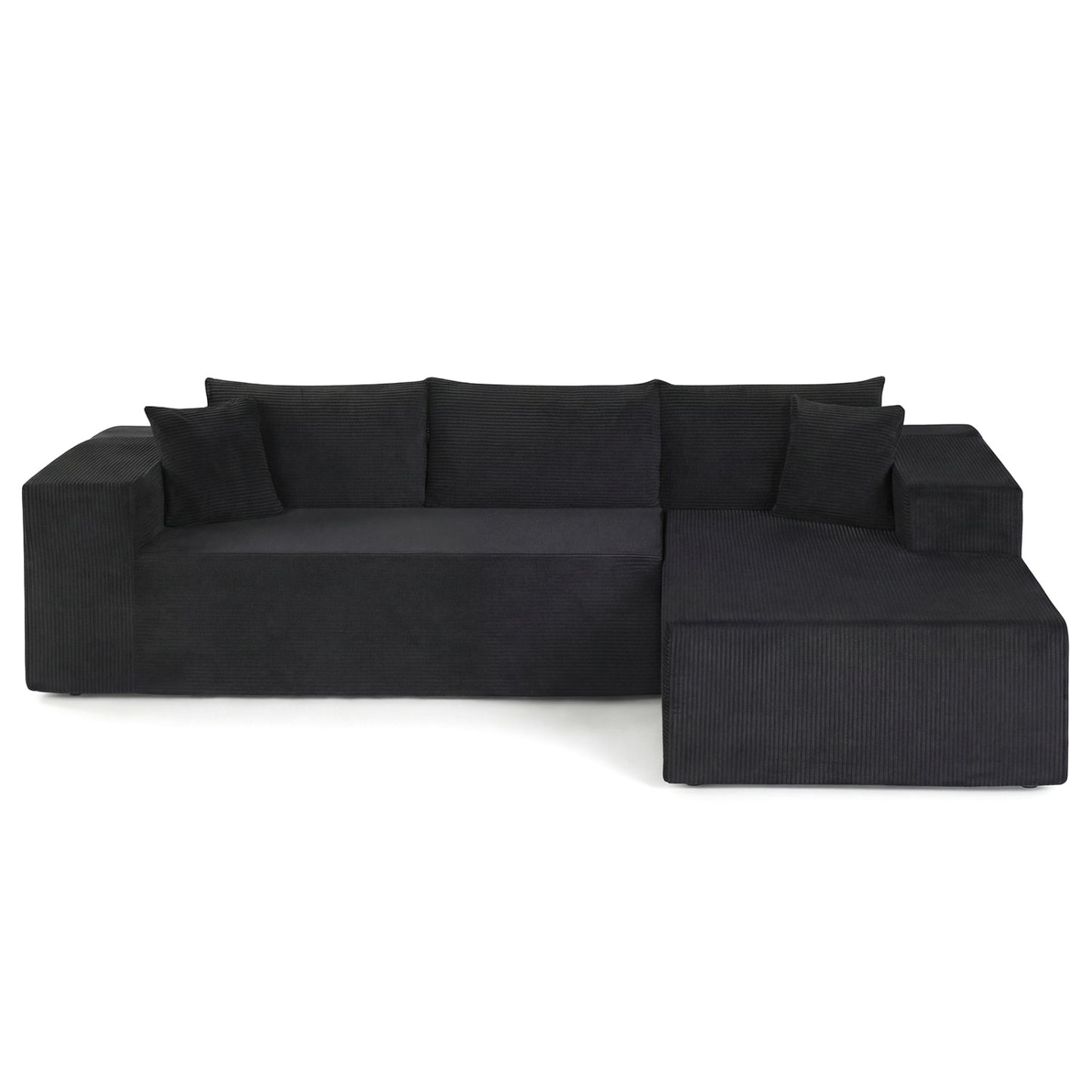 Modular Sectional Sofa Corduroy Upholstered L-shaped Sofa Couch with Deep Seats, Black Sofas & Loveseats Black at Gallery Canada