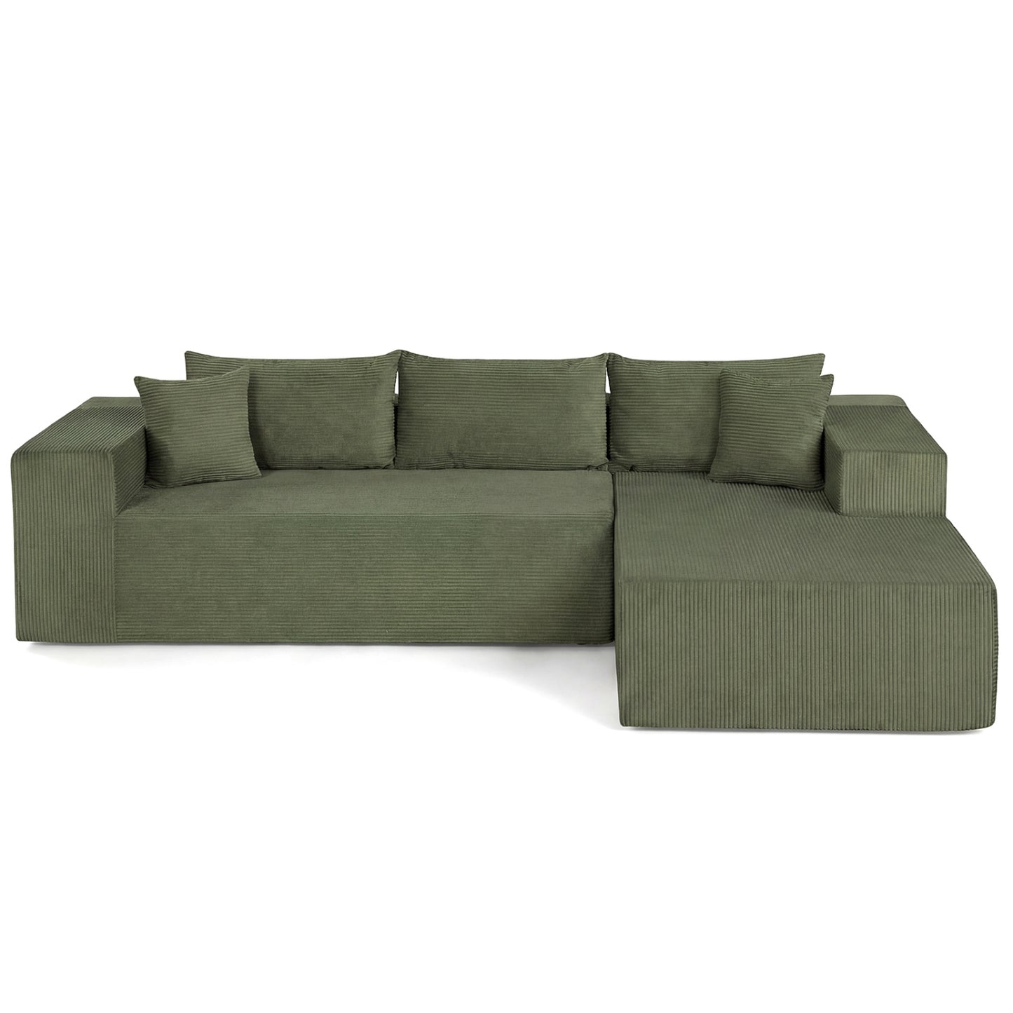 Modular Sectional Sofa Corduroy Upholstered L-shaped Sofa Couch with Deep Seats, Green Sofas & Loveseats at Gallery Canada