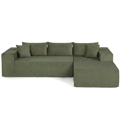 Modular Sectional Sofa Corduroy Upholstered L-shaped Sofa Couch with Deep Seats, Green Sofas & Loveseats at Gallery Canada