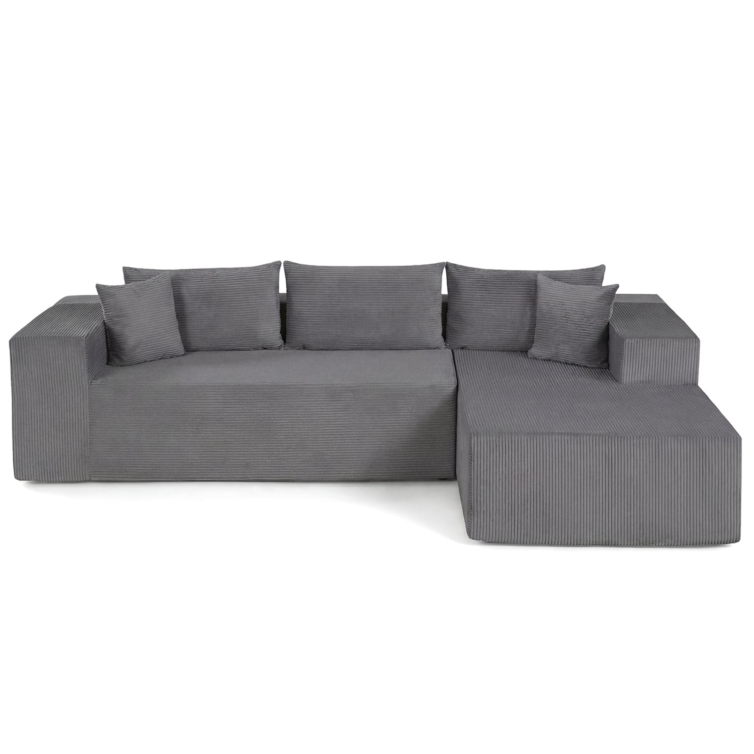 Modular Sectional Sofa Corduroy Upholstered L-shaped Sofa Couch with Deep Seats, Gray Sofas & Loveseats at Gallery Canada