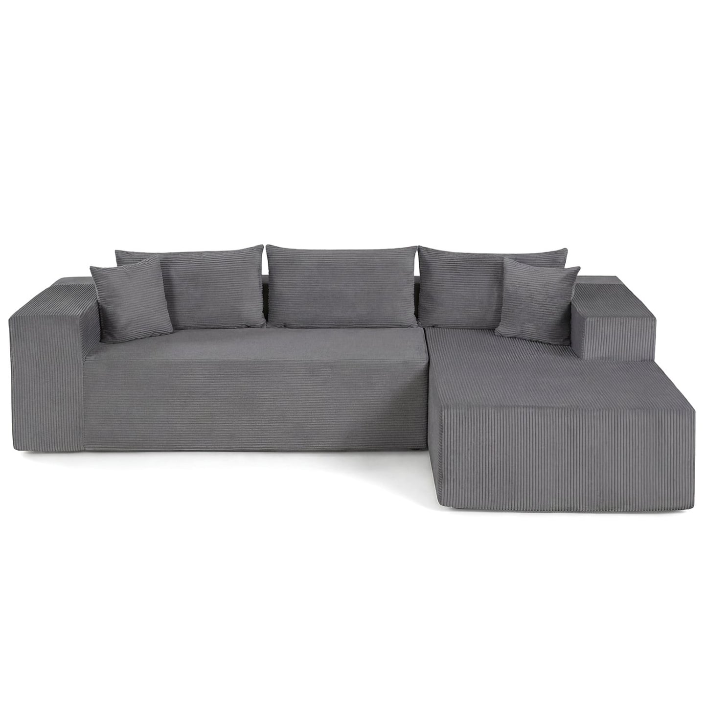 Modular Sectional Sofa Corduroy Upholstered L-shaped Sofa Couch with Deep Seats, Gray Sofas & Loveseats at Gallery Canada