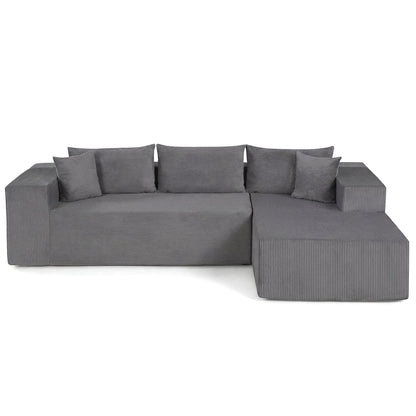 Modular Sectional Sofa Corduroy Upholstered L-shaped Sofa Couch with Deep Seats, Gray Sofas & Loveseats at Gallery Canada