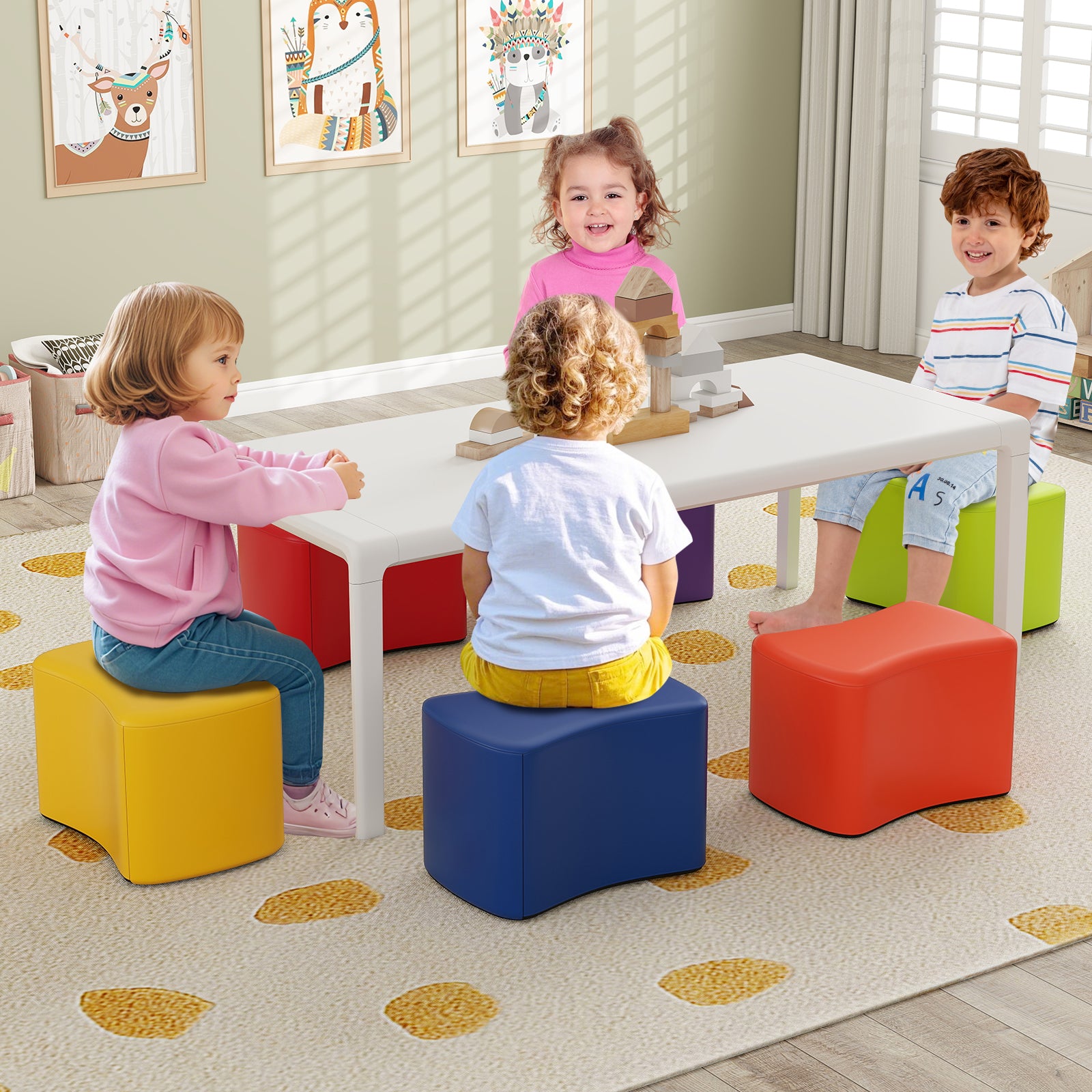 Modular Stool Set for Kids 6 PCS Butterfly Stools, Multicolor Kids Chairs & Seating at Gallery Canada