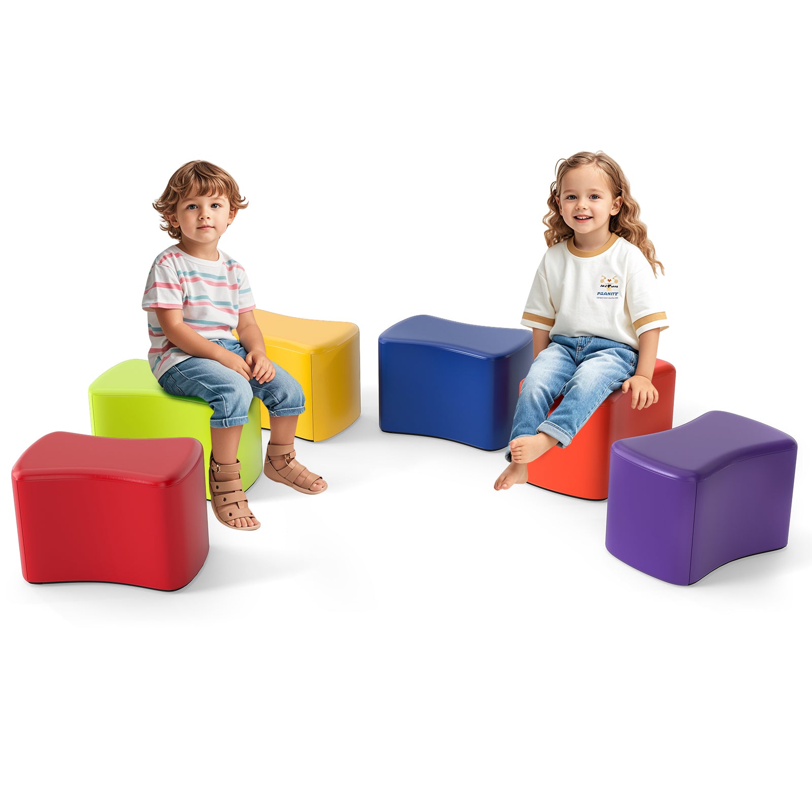 Modular Stool Set for Kids 6 PCS Butterfly Stools, Multicolor Kids Chairs & Seating at Gallery Canada