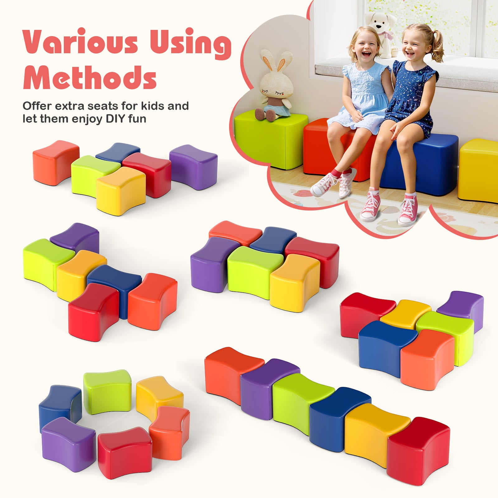 Modular Stool Set for Kids 6 PCS Butterfly Stools, Multicolor Kids Chairs & Seating at Gallery Canada